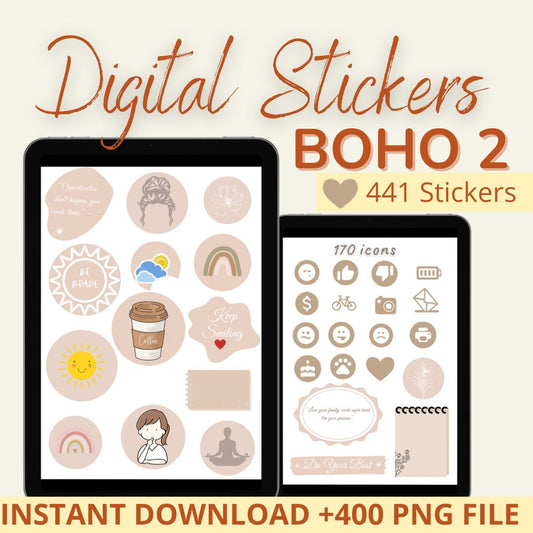 Digital Stickers - Boho 2 + 400 stickers!